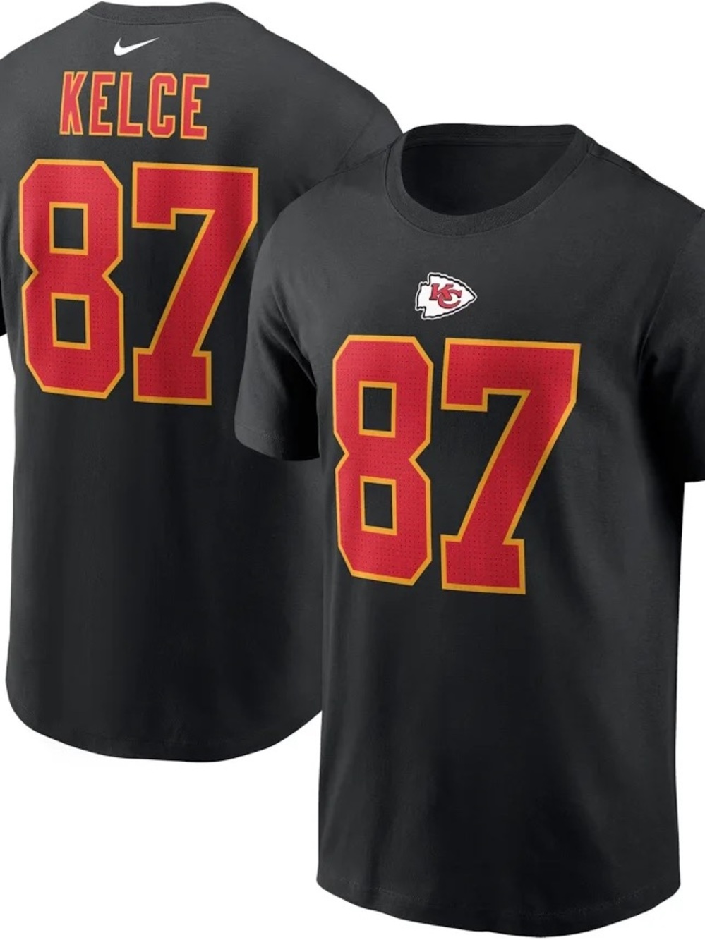 Nike Black Tee with Red and Gold Chiefs #87 Kelce Graphics—Only Worn Once